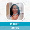 Headshot of Trilvia Spencer with the words "integrity" and "honesty"