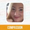 Elizabeth Dushkewich smiling with the word compassion