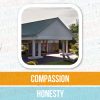 Photo of Ashland Nursing and Rehabilitation Center with core values "compassion" and "honesty" printed around it