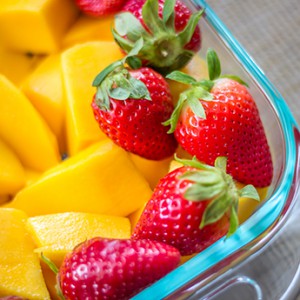 sliced mangos and strawberries