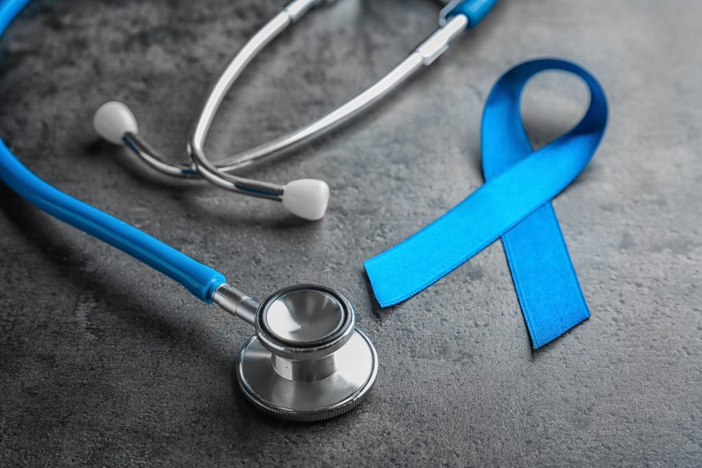 blue ribbon for prostate cancer ribbon with stethoscope